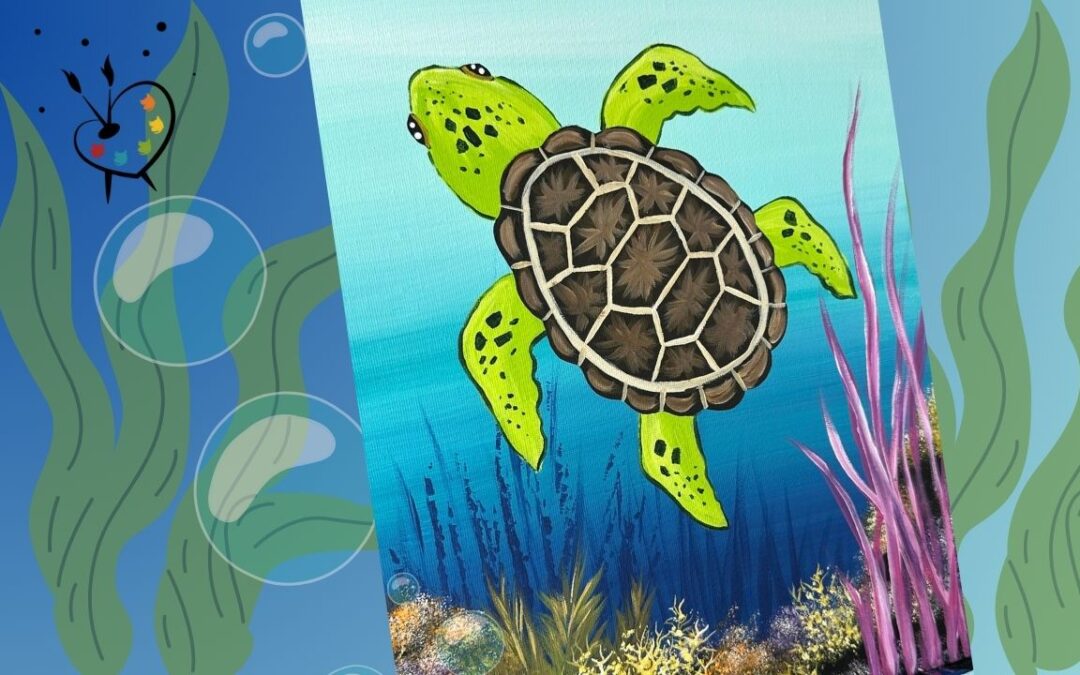 Beginner Sea Turtle Painting with Traceable